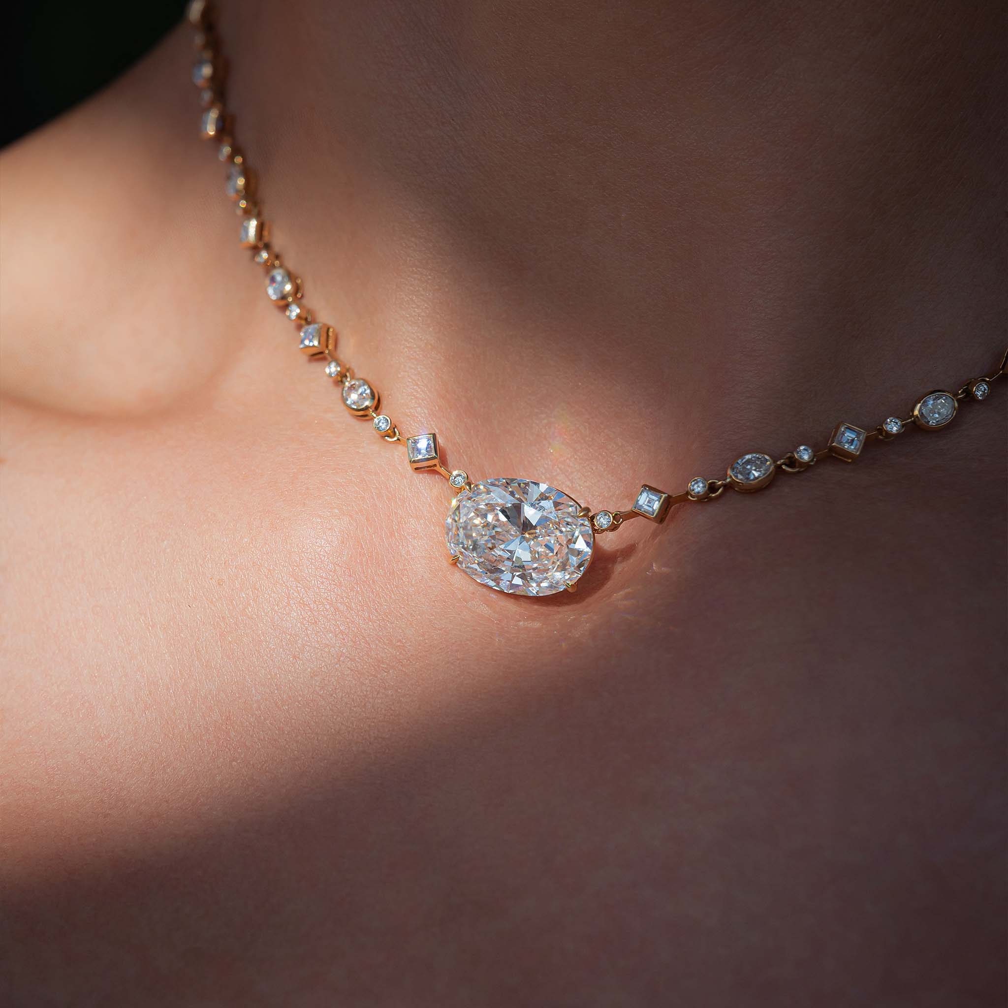 9.28 Carat Oval Diamond Link Necklace - Image 4