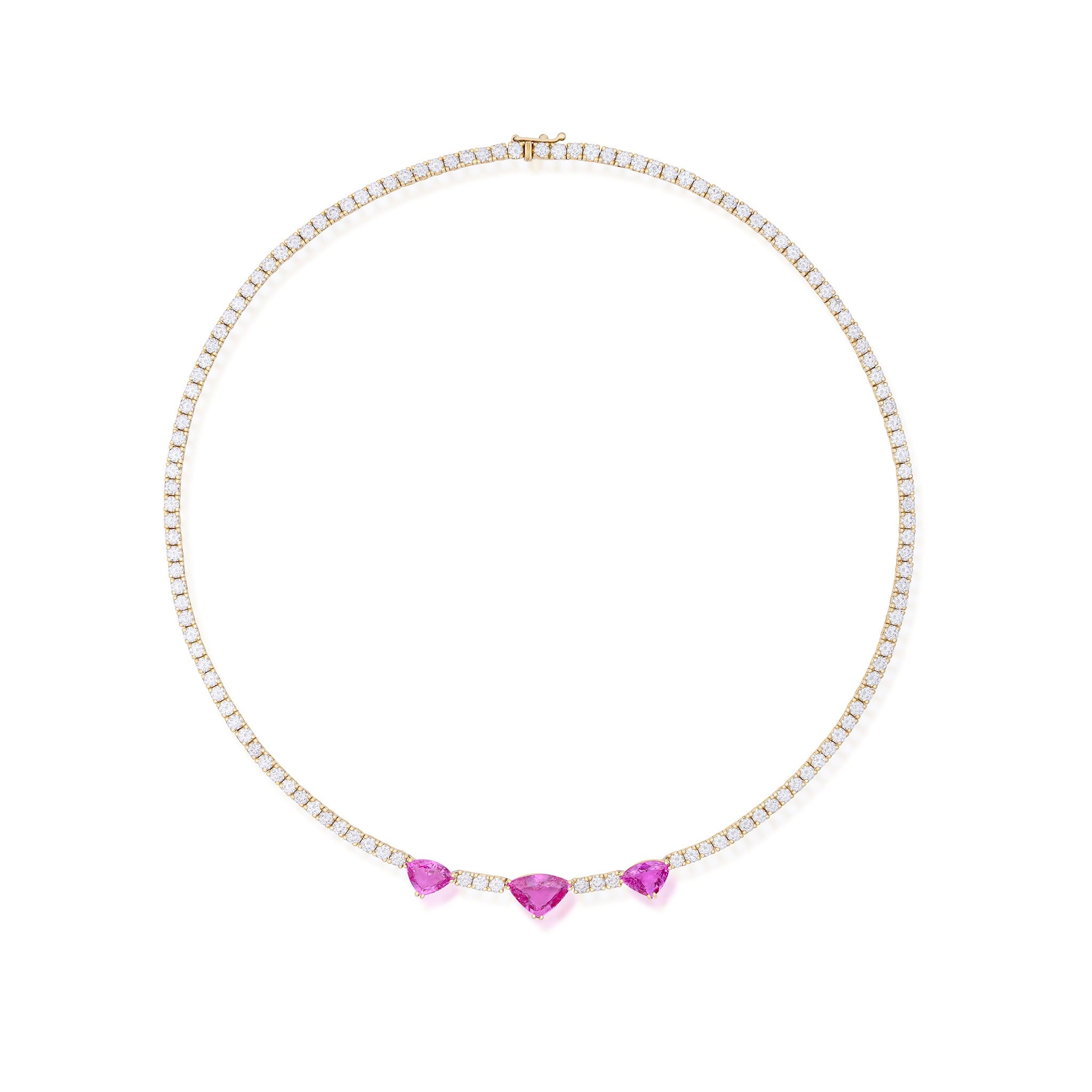 6.19 Carat Pink Sapphire and Diamond Line Necklace - Image 2